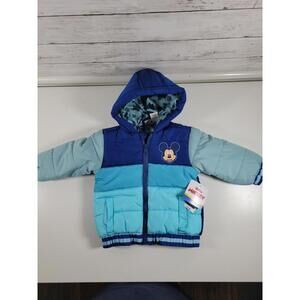 Disney Junior Mickey Mouse Hooded Puffer Jacket 12 Months NEW Warm Winter